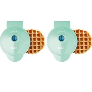 Dash Mini Waffle Maker Set of 2 Aqua Non Stick New in Box